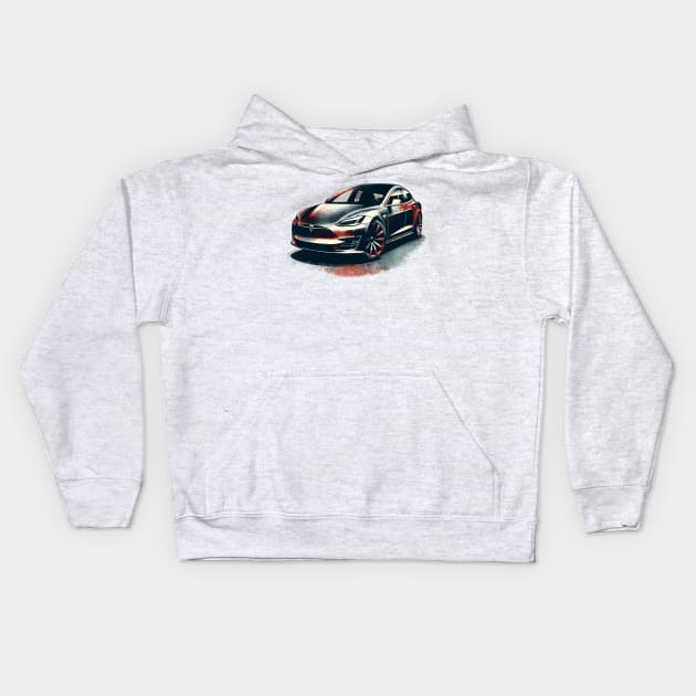 Tesla Model S Kids Hoodie by Vehicles-Art